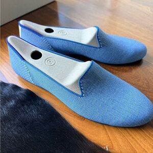 Rothys teal/white loafer